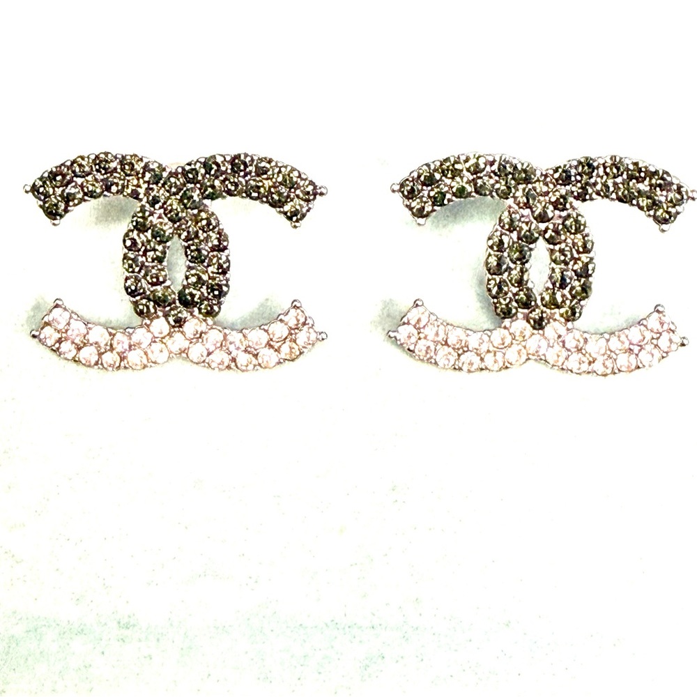 Interlocking Crystal Logo Stud Earrings